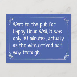 Funny Lycklig Hour Pub Joke Vykort