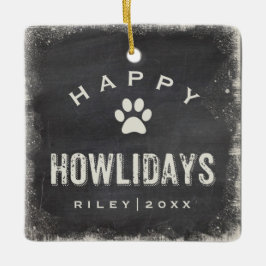 Funny Lycklig Howlidays Hund Photo and Namn Anpass Julgransprydnad Keramik