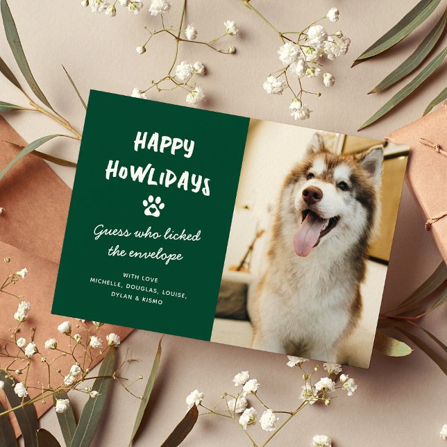 Funny Lycklig Howlidays Pet Hund Photo jul Helg Vykort (Skapare uppladdad)
