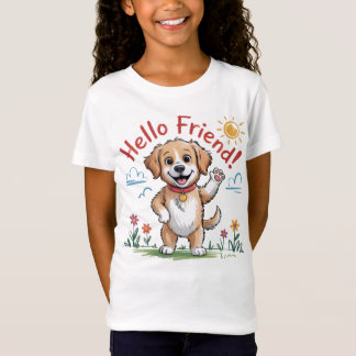 Funny Lycklig Hund Kids T-Shirt - Cute Tecknad Pup