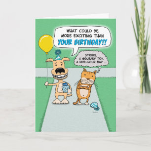 Funny Lycklig Hund och Grumpy Cat Birthday Kort