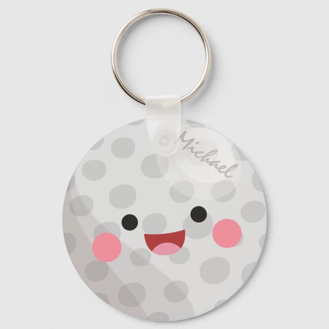 Funny Lycklig Kawaii Golf Boll Golfer's Namn Kids Nyckelring (Framsida)