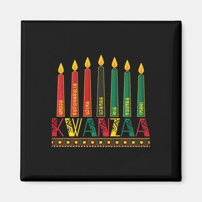 Funny Lycklig Kwanzaa Kinara Principles Candles Pa Magnet (Framsidan)