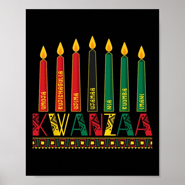 Funny Lycklig Kwanzaa Kinara Principles Candles Pa Poster (Framsidan)