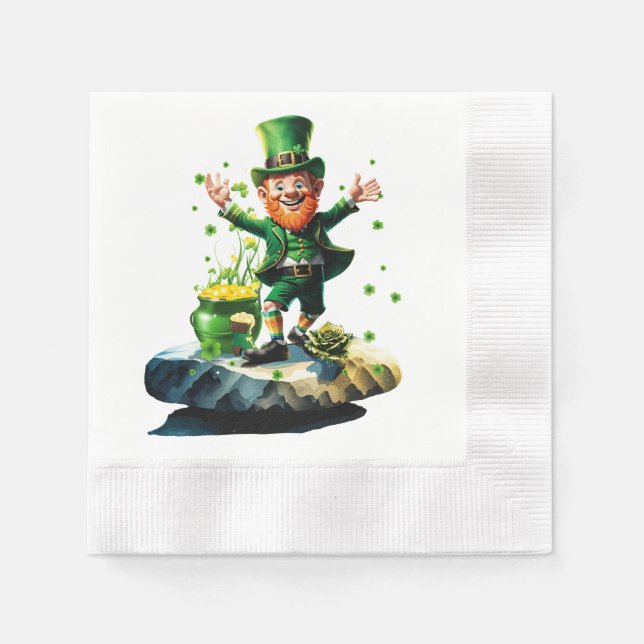 Funny lycklig leprechaun pappersservett (Framsidan)