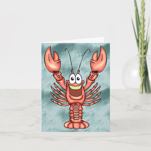 Funny Lycklig Lobster Kort (Framsida)