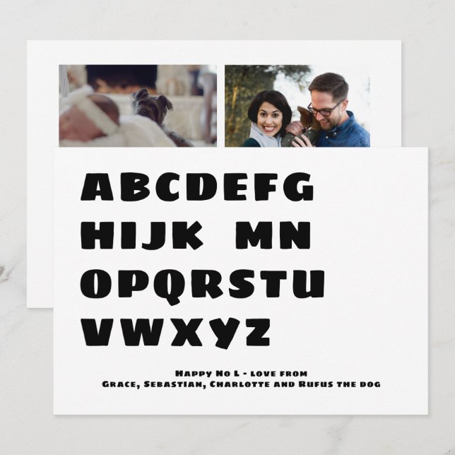 Funny Lycklig No L (Noel) Photo Personlig Card Inbjudningar (Fram/baksida)