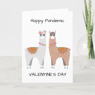 Funny Lycklig Pandemiskt Valentinlama Helgkort