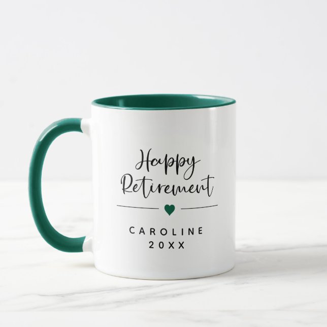 Funny Lycklig Pension & Heart Mugg (Vänster)