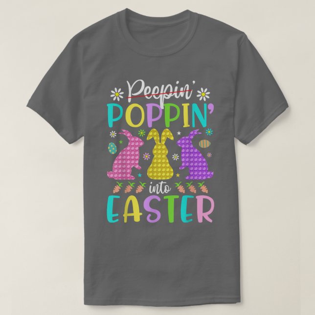Funny Lycklig Poppin till Påskhare Påsk Day Fi T Shirt (Design framsida)