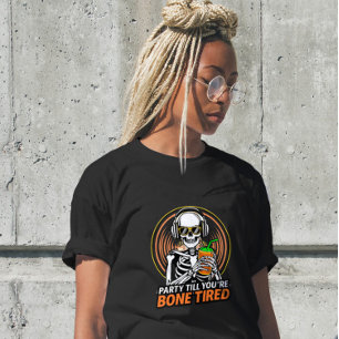 Funny Lycklig Skeleton Party Dinosaur Shirt T