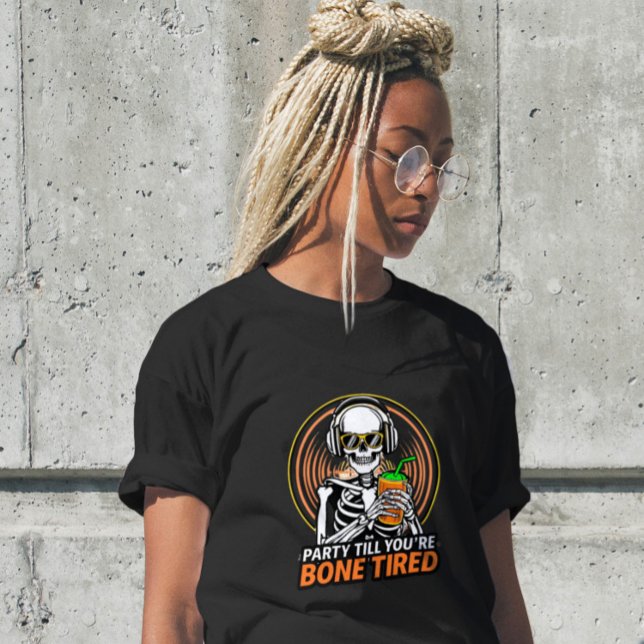Funny Lycklig Skeleton Party Dinosaur Shirt T (Skapare uppladdad)