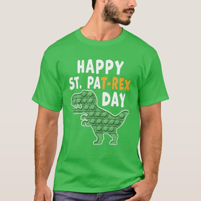 Funny Lycklig St patricks day Rex Dinosaur Pop Fid T Shirt (Framsida)