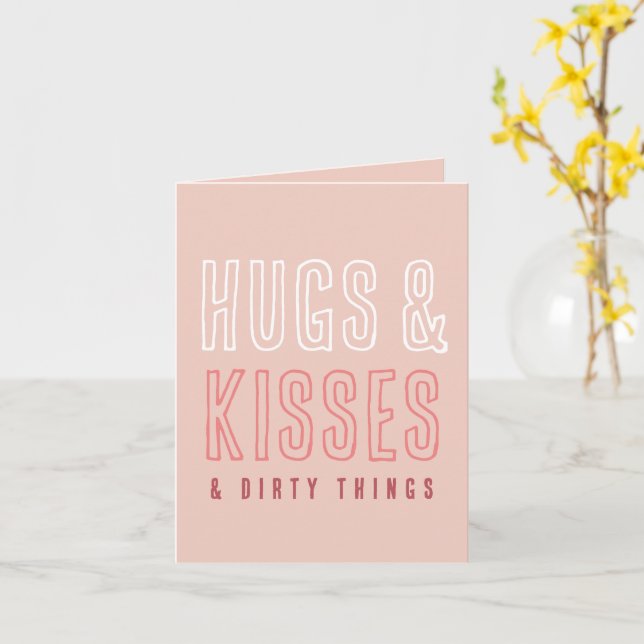 Funny Lycklig Valentine Hugs & Kisses & Dirty Sak Kort (Gul blomma)