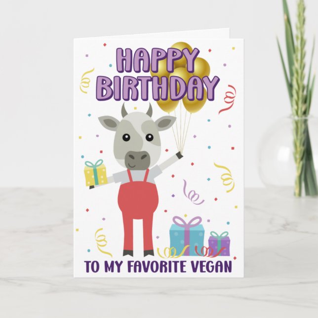 Funny Lycklig Vegan-födelsedagskort Kort (Framsida)