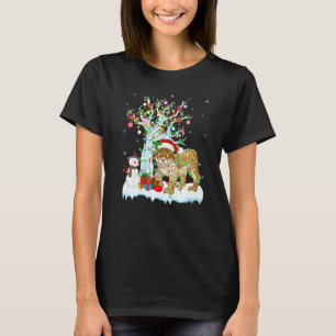 Funny Lynx Julafton Träd Lighting Santa Hat Lynx C T Shirt