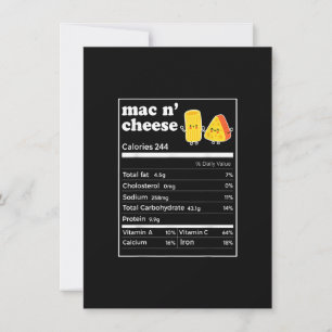 Funny Mac N' Ost Nutrition Facts Thanksgiving F Inbjudningar