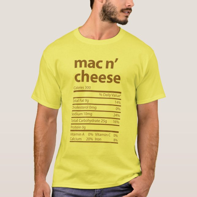 Funny Mac N'Cheese Family Thanksgiving Nutrition T Shirt (Framsida)