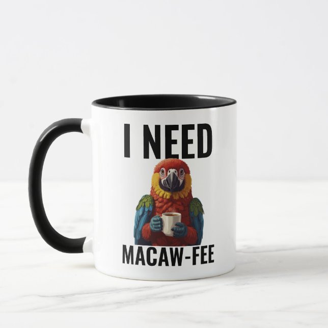 Funny Macaw Parrot Bird Lover Pun Humor Template Mugg (Vänster)