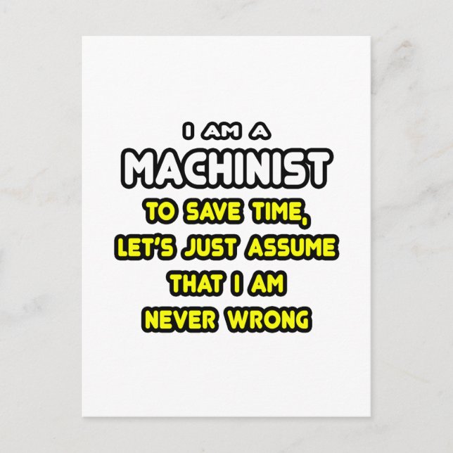 Funny Machinist T-Shirts och Gifts Vykort (Framsida)