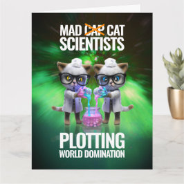 Funny Mad Cat Scientists Plotting World Doming Kort