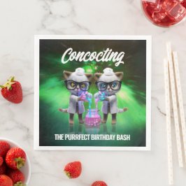 Funny Mad Cat Scientists Purrfect Birthday Pappersservett