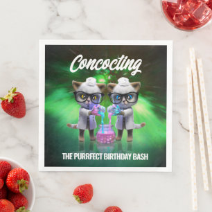 Funny Mad Cat Scientists Purrfect Birthday Pappersservett
