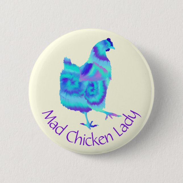 Funny Mad Chicken Dam Colorful Farm Hen Slogan Knapp (Framsida)