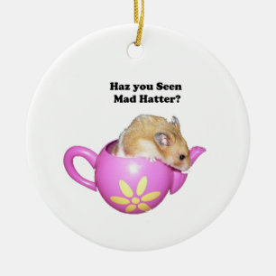 Funny Mad Hatter Dormus Alice i Wonderland Julgransprydnad Keramik