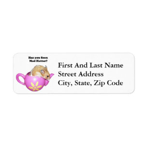 Funny Mad Hatter Dormus Alice i Wonderland Returadress Etikett