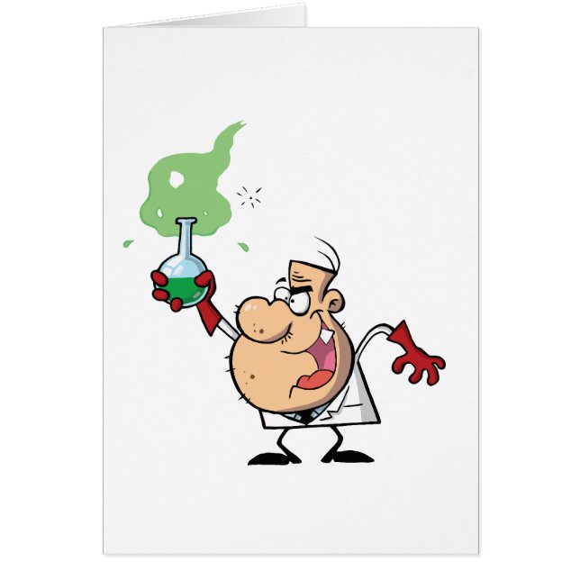 Funny Mad Scientist Holding Grönt Potion Hälsningskort (Framsidan)