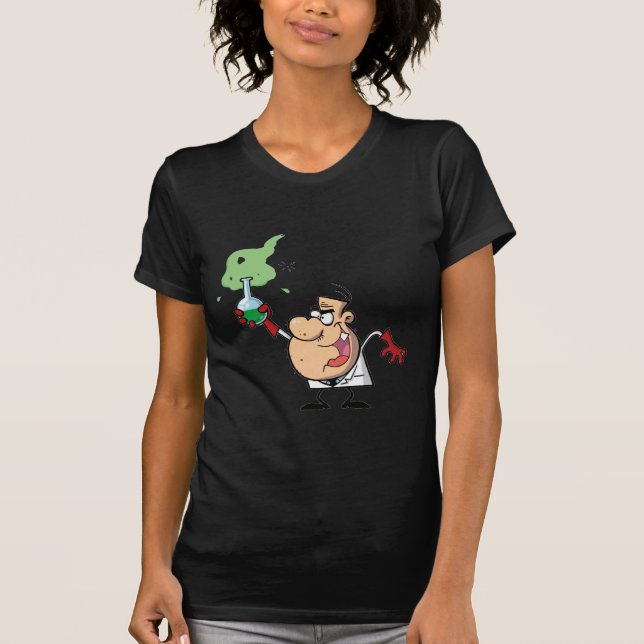 Funny Mad Scientist Holding Grönt Potion Tee (Framsida)
