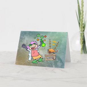 Funny Mad Scientist Woman Tecknad Card Kort