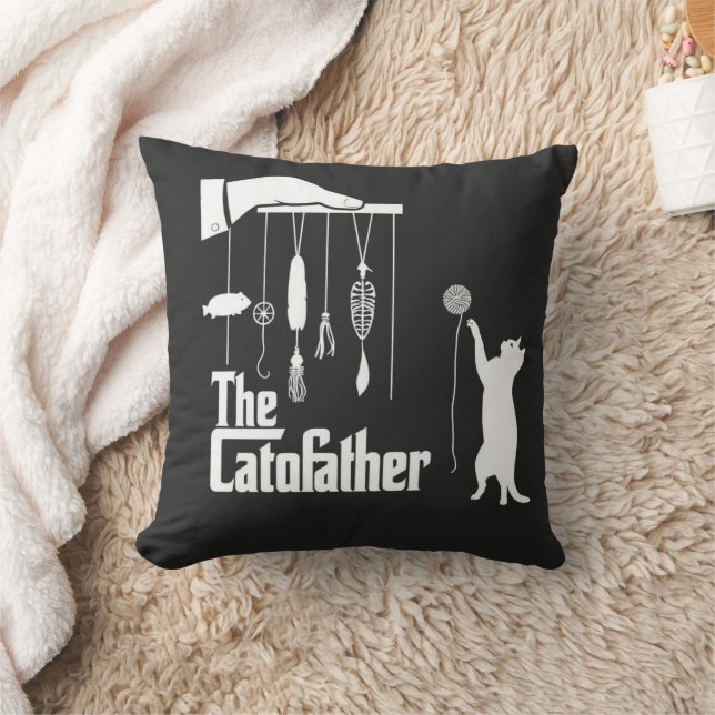 Funny Mafia Cat Parody Graphic Tee Kudde (Filt)