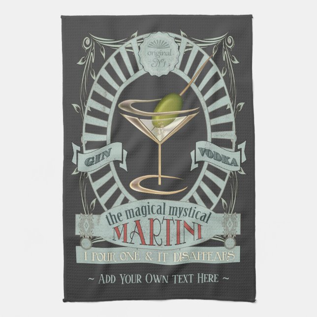 Funny Magic Martini Cocktail Personlig Kitche Kökshandduk (Vertikal)