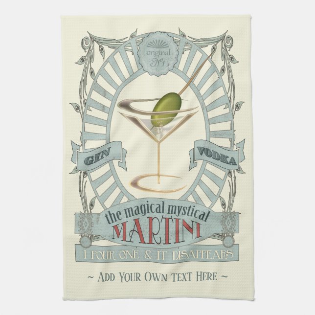 Funny Magic Martini Cocktail Personlig Kitche Kökshandduk (Vertikal)