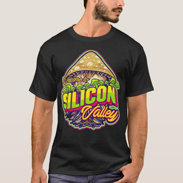 Funny Magic Mushroom Design för San Francisco Tech T Shirt (Framsida)
