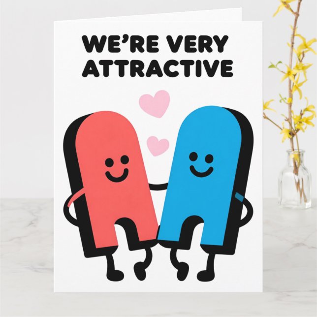 Funny Magnet Love Valentine Greeting Card Kort (Gul blomma)