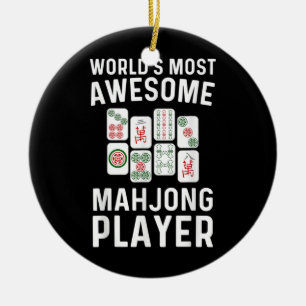 Funny Mahjong Gift För manar Women Tile Game Äls Julgransprydnad Keramik