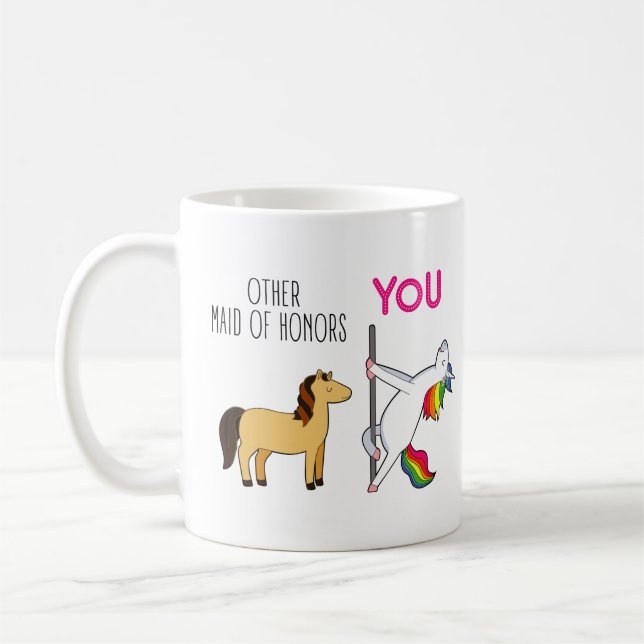 Funny Maid of honor Frieri Unicorn Kaffemugg (Vänster)