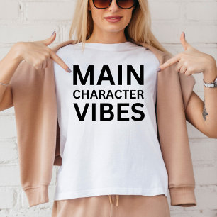 Funny Main Character Vibes Bok Älskare mellan och T Shirt