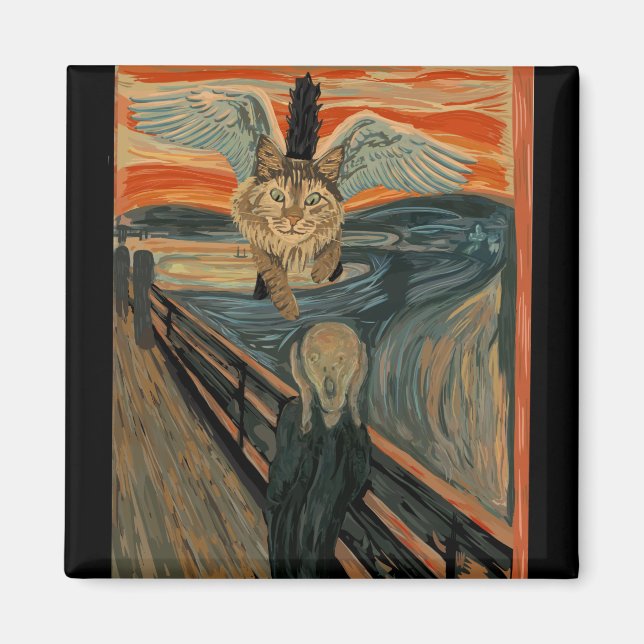 Funny Maine Coon Cat the Skräm Magnet (Framsidan)