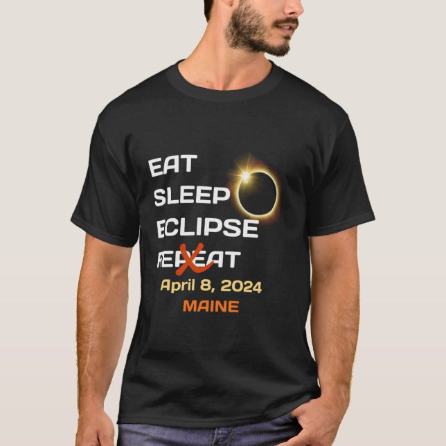 Funny Maine Total Solar Eclipse April 8 2024 Total T Shirt (Framsida)