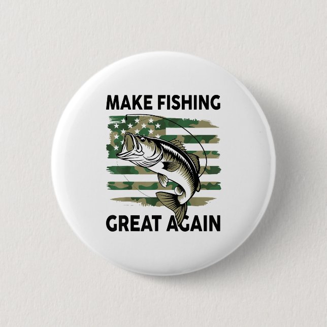 Funny Make Fishing Great Again Camo B Fish America Knapp (Framsida)