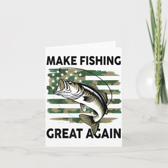 Funny Make Fishing Great Again Camo B Fish America Kort (Framsida)