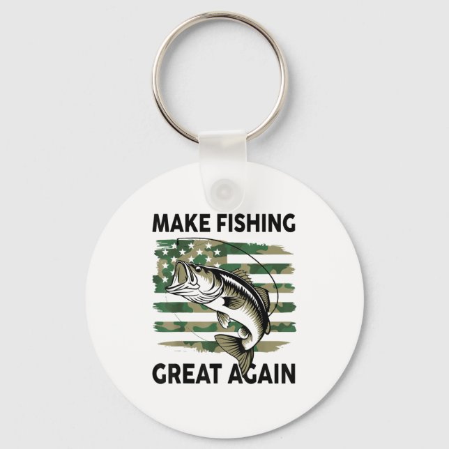 Funny Make Fishing Great Again Camo B Fish America Nyckelring (Framsida)