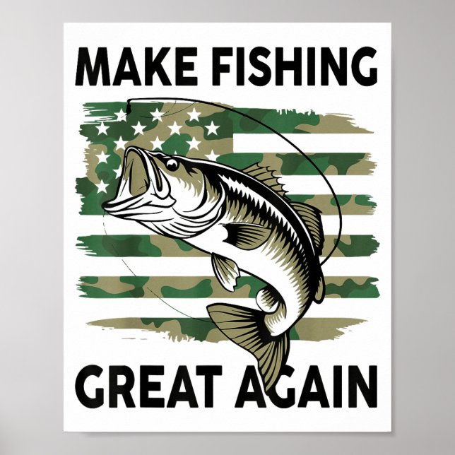 Funny Make Fishing Great Again Camo B Fish America Poster (Framsidan)