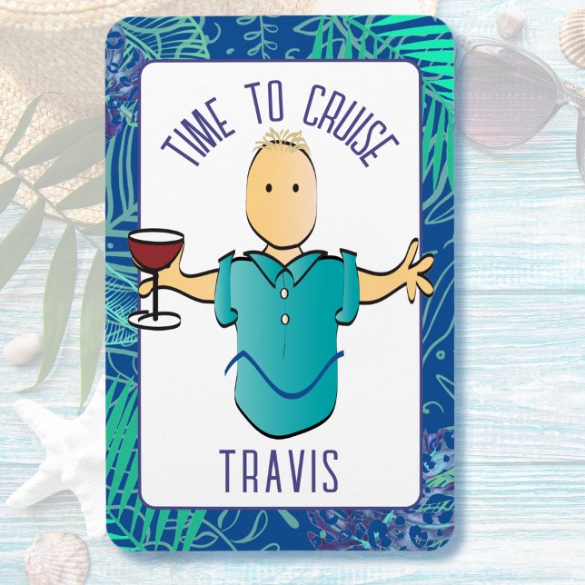 Funny Male Red Vin Tecknad Tropical Cruise Door Magnet (Skapare uppladdad)