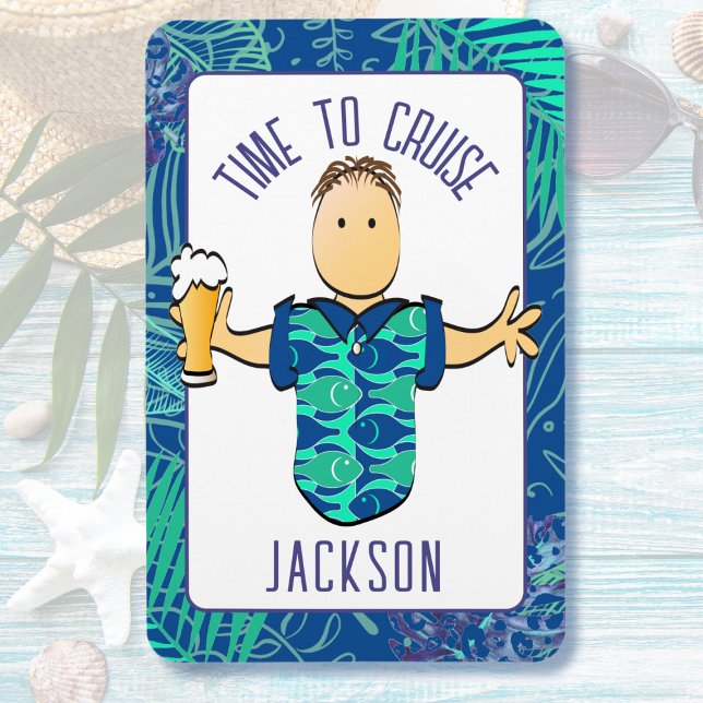 Funny Male Tecknad Tropical Vacation Cruise Door Magnet (Skapare uppladdad)