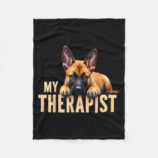 Funny Malinois Puppy My Therast Belgian Shepherd D Fleecefilt (Framsidan)